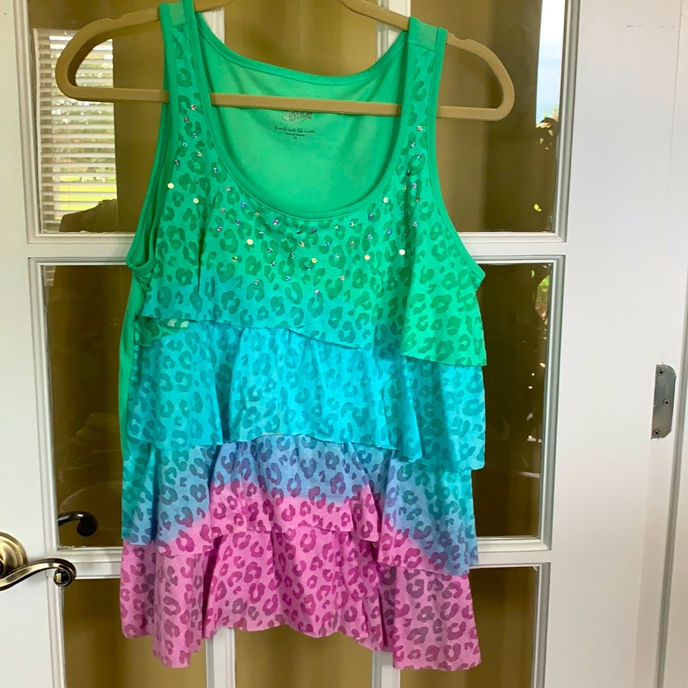 Beautiful tank Never worn Justice size 20 cheetah
